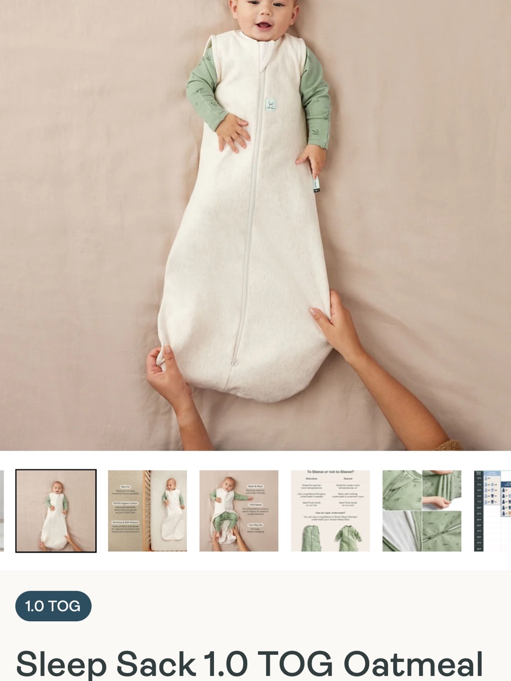 NWOT Oatmeal Sleep Sack 1.0 TOG - Cozy Kids Pajama Sleep Sack
